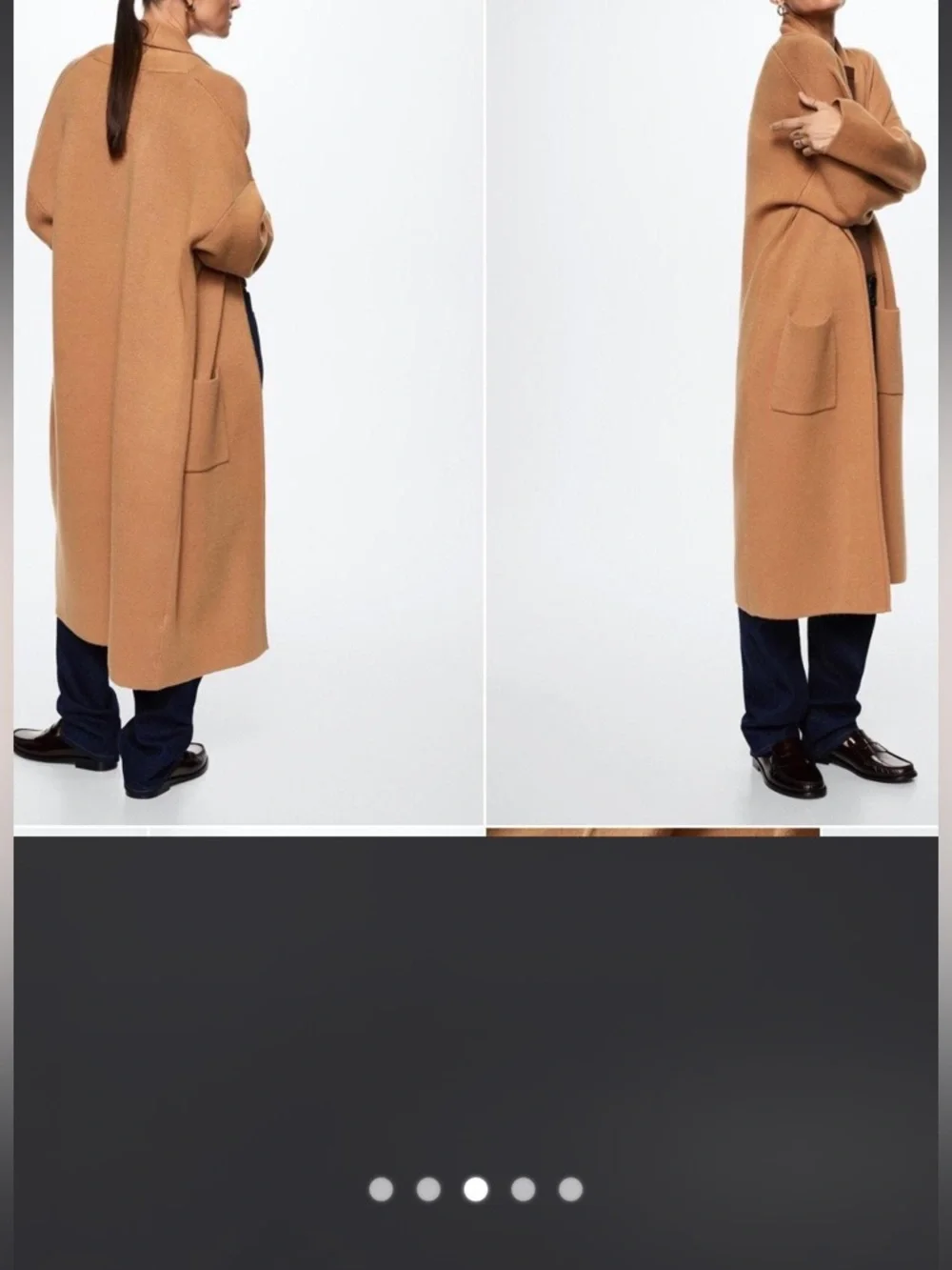 Mango Camel Knit Coatigan, Size XS